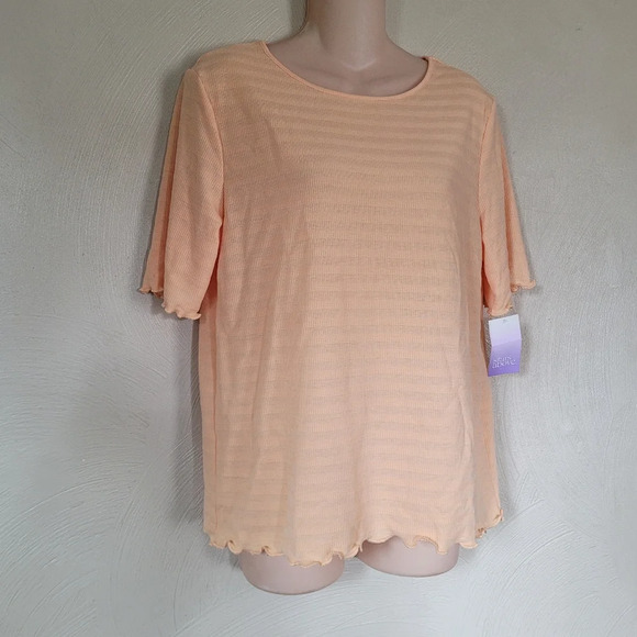 Stars Above Orange Ruffled Hem Cozy T-shirt Size Women's Medium NEW with Tag - Picture 4 of 10